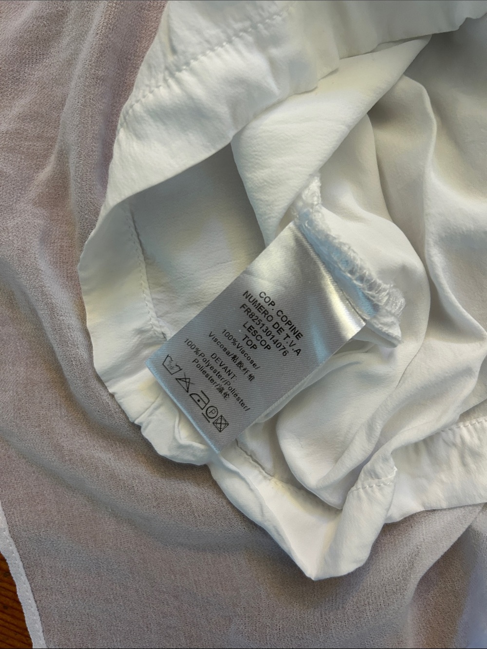 Cop.Copine Y2K sheer asymmetrical sleeveless white French euro whimsy top - Picture 5 of 6